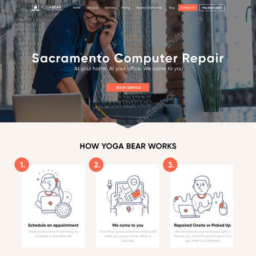 Site design with the title 'Yoga Bear Computer Repair'