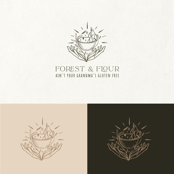 Flour logo with the title 'Forest and flour logo design'