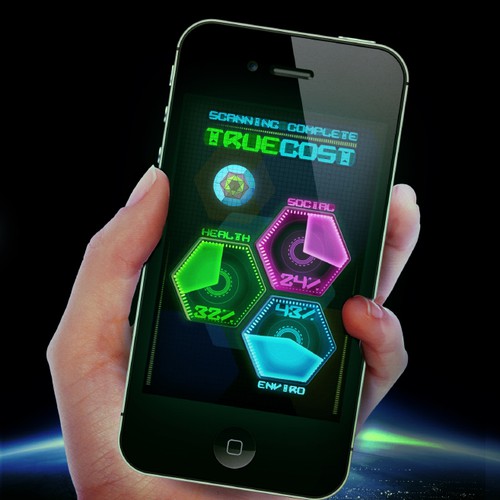 Typeface design with the title 'True Cost - Book cover'