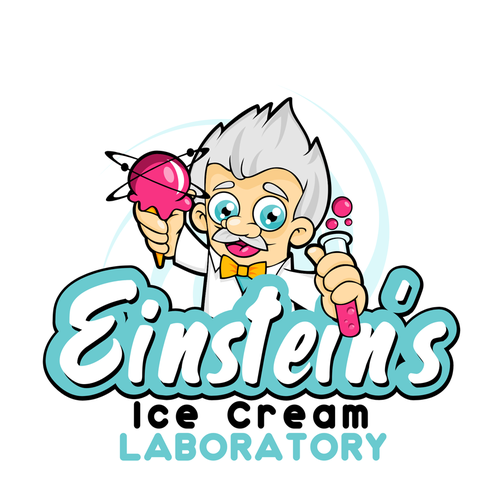 Catering design with the title 'Einstein's Ice Cream Laboratory'