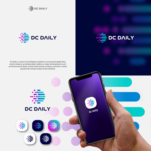 Data center design with the title 'Modern and futuristic logo concept for DC Daily'