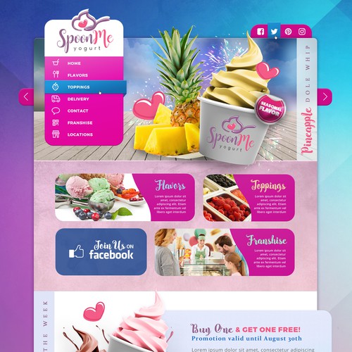 Frozen yogurt design with the title 'Fun and Trendy Frozen Yogurt Shop!'