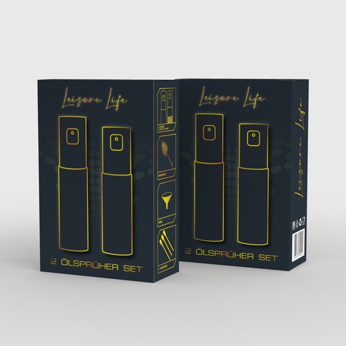 Oil packaging with the title 'Oil Sprayer Box Packaging'