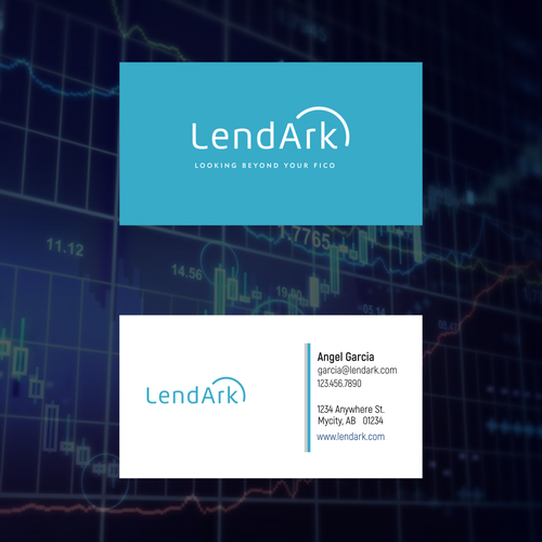 Light blue design with the title 'LendArk Business Card'