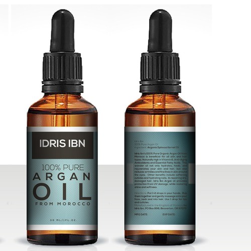 Oil label with the title 'Argan Oil'