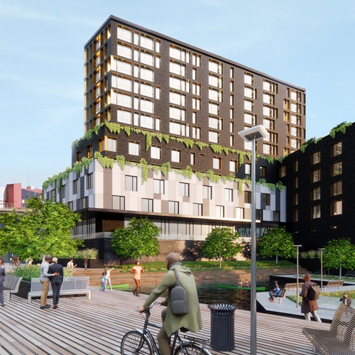 Residence design with the title 'Residential + School Building '