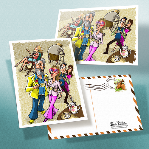 Theater design with the title 'The Postcard'