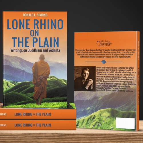 Inspirational book cover with the title 'Cover for fiction book about Buddhism and Vedanta'