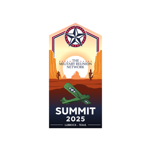 Scenery logo with the title 'Logo for a summit of business that train veterans to plan their military reunions .'