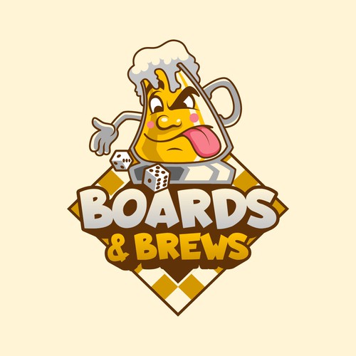 Board game design with the title 'Boards & Brews'