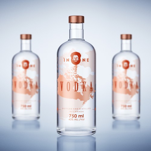 Vodka label with the title 'in one vodka'