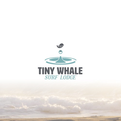 Whale design with the title 'Tiny Whale Surf Lodge'