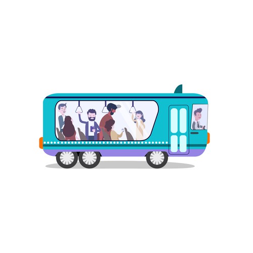 Social media artwork with the title 'Social bus'