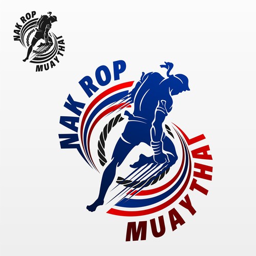 Kickboxing logo with the title 'bold and masculine logo for NAK ROP MUAY THAI'
