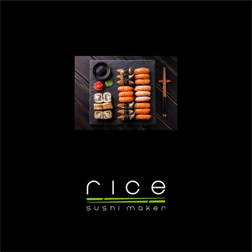 Rice logo with the title 'Rice Sushi Maker'