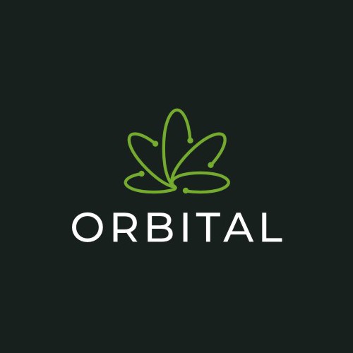 Clean brand with the title 'Modern Minimalist Logo for Orbital, a EU cannabis dispensary'
