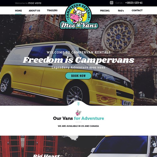 Tourism website with the title 'Bold Design for Camper van Services'