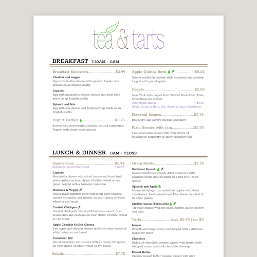 Dinner design with the title 'Food menu'