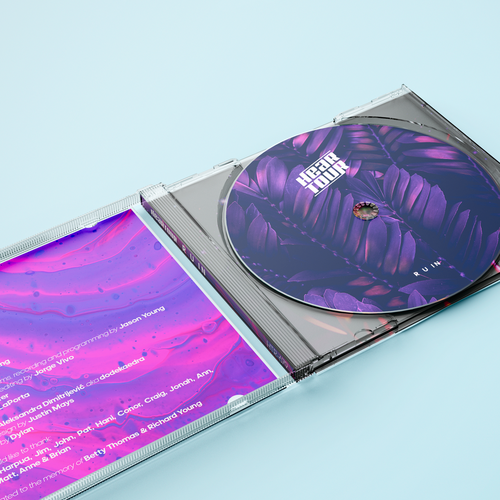 Packaging illustration with the title 'CD album artwork for Heartour ♥'