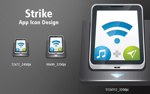Perspective design with the title 'Strike App Icon'