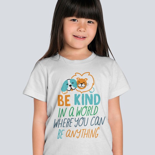 Animal artwork with the title 'Be kind kids unisex design'