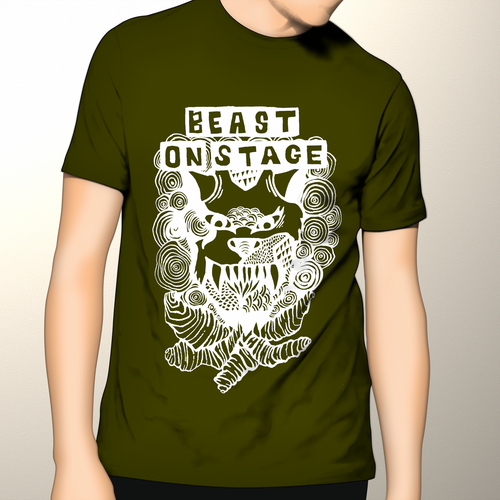 Manual design with the title 'Beast on Stage t-shirt design for musicians'