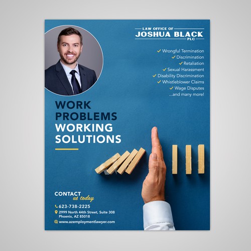 Ad design with the title 'Work problems Working Solutions - Ad'