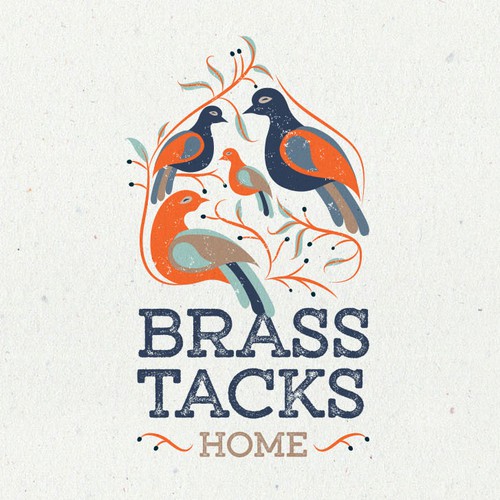 Bird logo with the title 'Logo design for Brass Tacks Home'