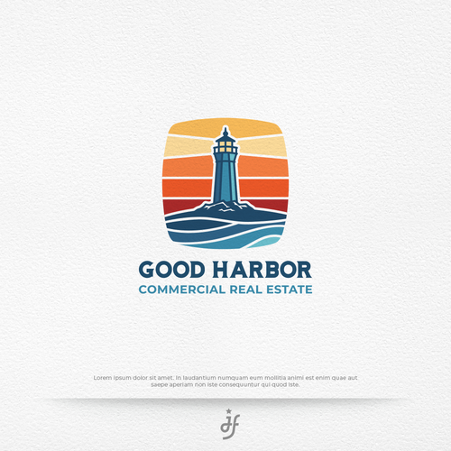 Lighthouse logo with the title 'Winning Design For GOOD HARBOR'