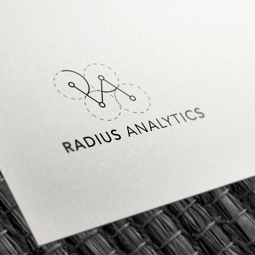 Analytics brand with the title 'Minimalistic & geometric Radius analytics Logo'