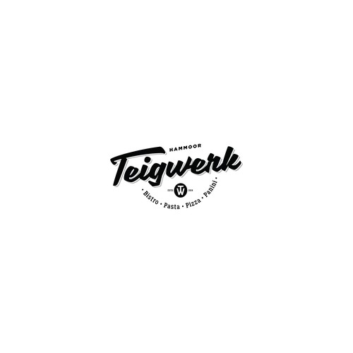 Black and white brand with the title 'Logo for Teigwerk, A restaurant based in Hammoor'