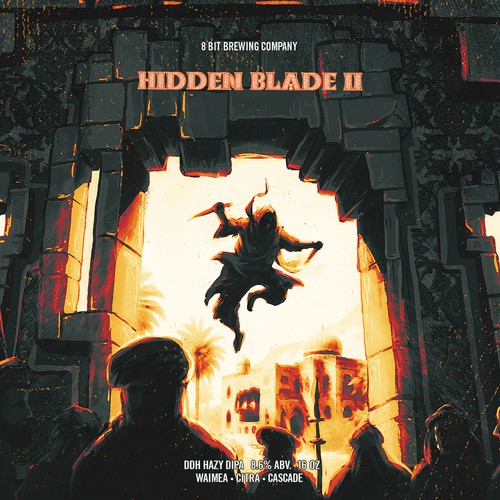 Arabian design with the title '8bit brewing - Hidden Blade II'