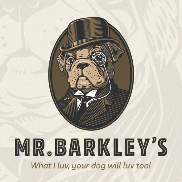 Etching design with the title 'Mr. Barkley's'