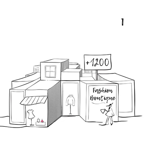 Fashion design artwork with the title 'Fashion online'