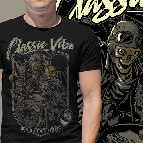 Biker t-shirt with the title 'Classic Vibe'