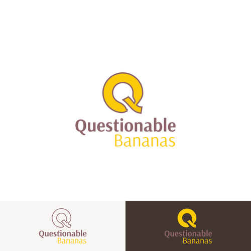 Banana logo with the title 'Q in banana for Questionable Bananas'