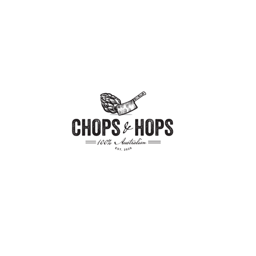 Australian design with the title 'Logo Design for Chops&Hops'