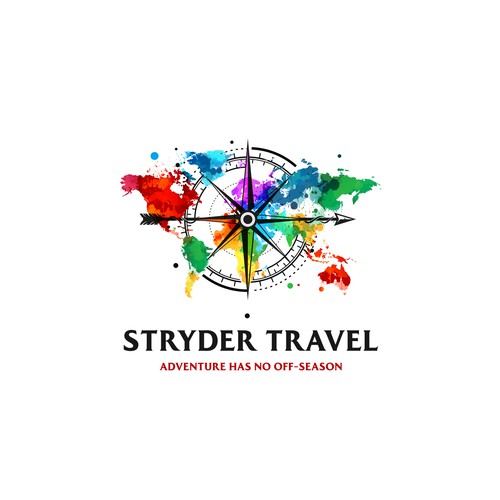 Travel brand with the title 'Colourful Stryder Travel logo'