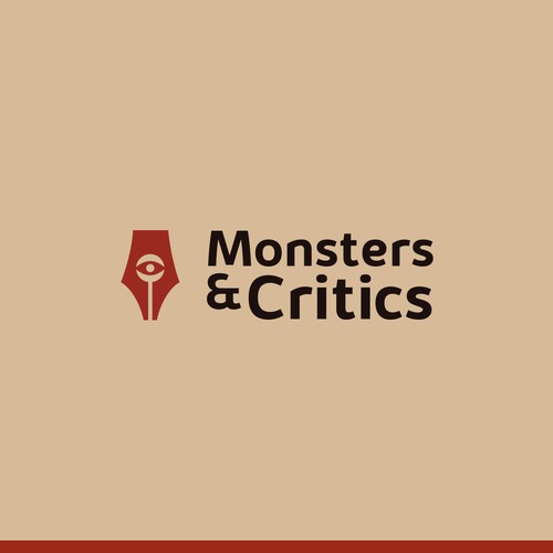 Fountain pen logo with the title 'Monsters & Critics'