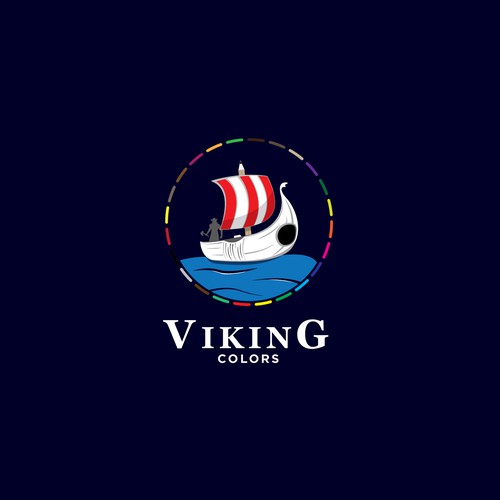 Viking ship logo with the title 'Color Pencils Logo'