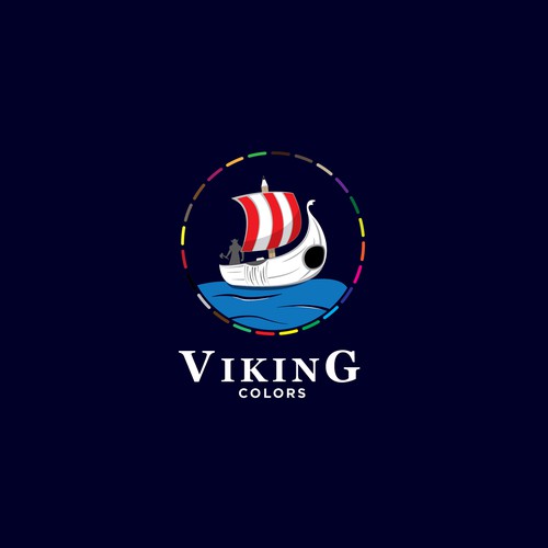 Viking ship logo with the title 'Color Pencils Logo'