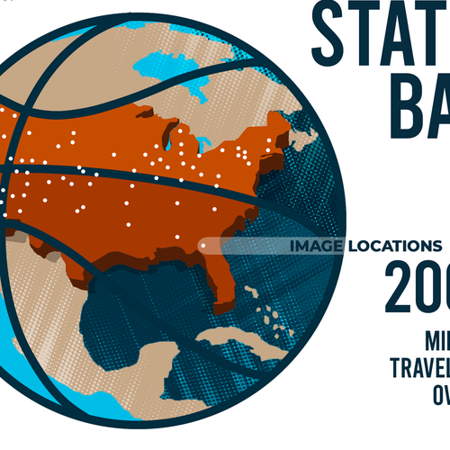 Map illustration with the title 'The United States of Basketball'