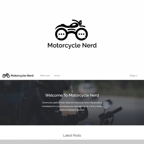 Nerd logo with the title 'Logo For Motorcycle Nerd'