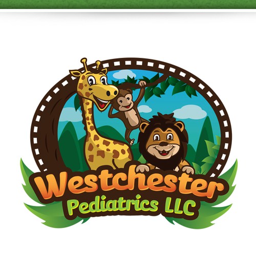 Giraffe logo with the title 'Jungle LOGO theme for a pediatric office located in Miami Florida'