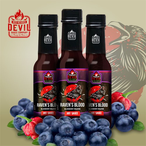 Crow design with the title 'RAVEN'S BLOOD LOGO & LABEL'