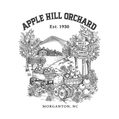 Agriculture t-shirt with the title 'Vintage style classic T Shirt design for Apple Hill'