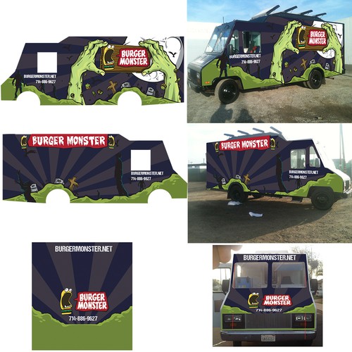 Food truck design with the title 'Food Truck Wrap'