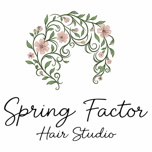 Hair salon logo with the title 'Spring Factor Hair Studio'