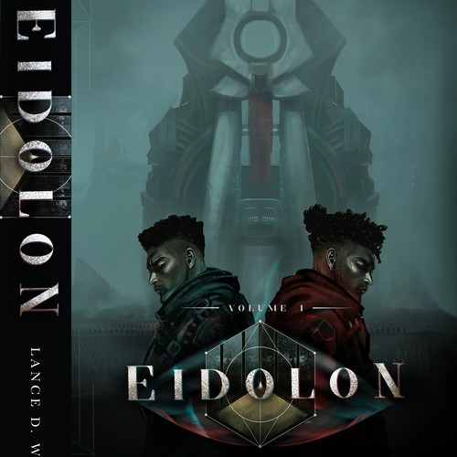 Futuristic book cover with the title 'Book Cover Design: "EIDOLON"'
