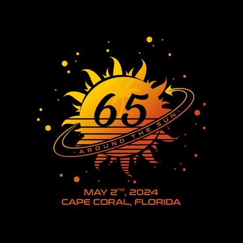Birthday design with the title '65 around the sun'